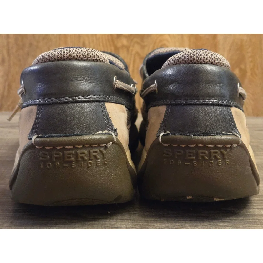 Sperry Top Sider Lanyard Leather Boat Shoes Mens Size 11 Tan Navy